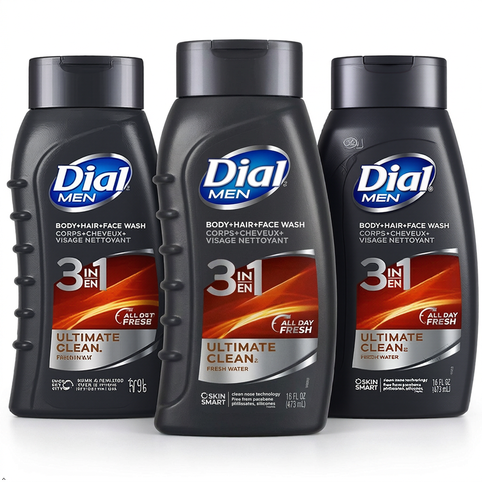 Dial Men Ultimate Clean Hair Body Wash, 16 oz (Pack of 3) Dial